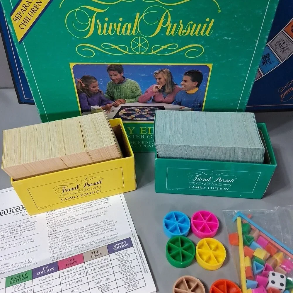 Vtg‎ 1992 Trivial Pursuit Family Edition Complete Master Set Retro Kids & Adults